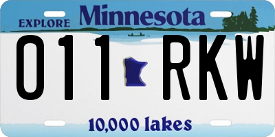 MN license plate 011RKW