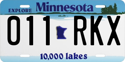 MN license plate 011RKX