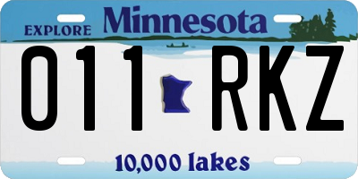 MN license plate 011RKZ