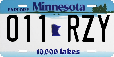 MN license plate 011RZY