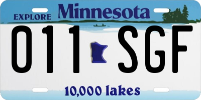 MN license plate 011SGF