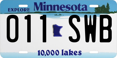 MN license plate 011SWB