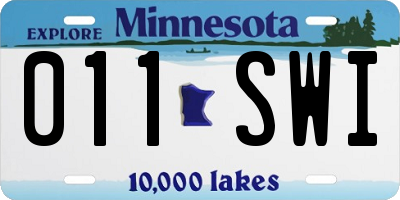 MN license plate 011SWI