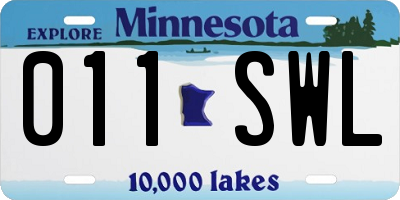 MN license plate 011SWL