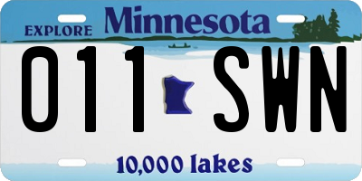 MN license plate 011SWN