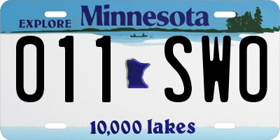MN license plate 011SWO
