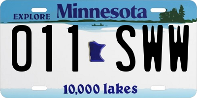 MN license plate 011SWW