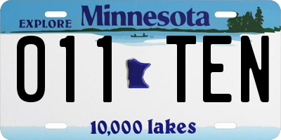 MN license plate 011TEN