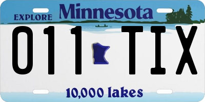 MN license plate 011TIX