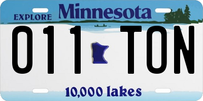 MN license plate 011TON