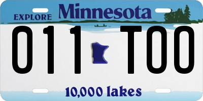 MN license plate 011TOO