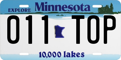 MN license plate 011TOP