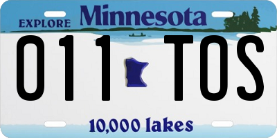MN license plate 011TOS