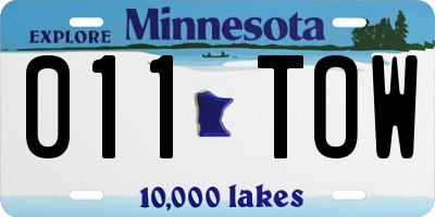 MN license plate 011TOW