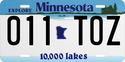 MN license plate 011TOZ