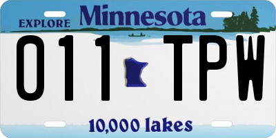 MN license plate 011TPW