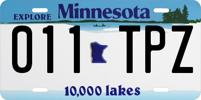 MN license plate 011TPZ