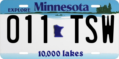 MN license plate 011TSW