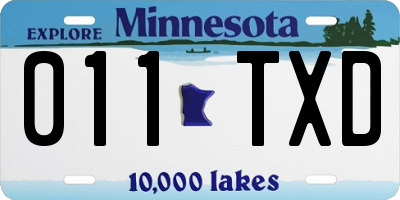 MN license plate 011TXD
