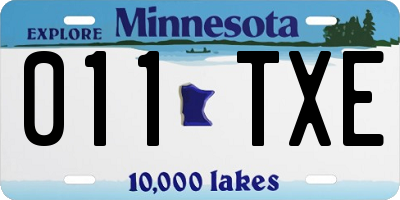 MN license plate 011TXE