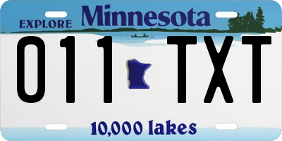 MN license plate 011TXT