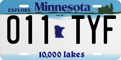 MN license plate 011TYF