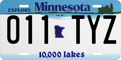 MN license plate 011TYZ