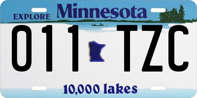 MN license plate 011TZC