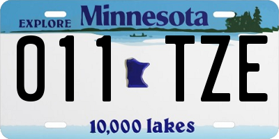 MN license plate 011TZE