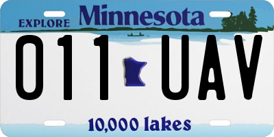 MN license plate 011UAV