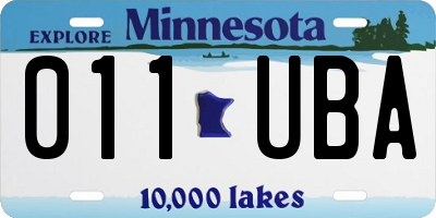 MN license plate 011UBA