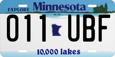 MN license plate 011UBF