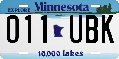 MN license plate 011UBK