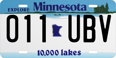 MN license plate 011UBV