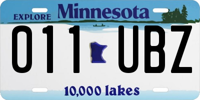 MN license plate 011UBZ