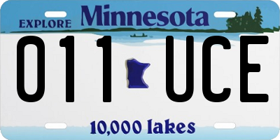 MN license plate 011UCE