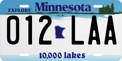 MN license plate 012LAA