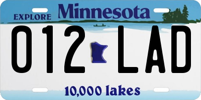 MN license plate 012LAD