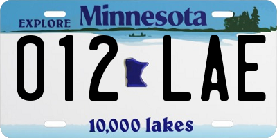 MN license plate 012LAE