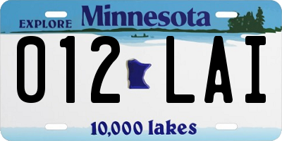 MN license plate 012LAI