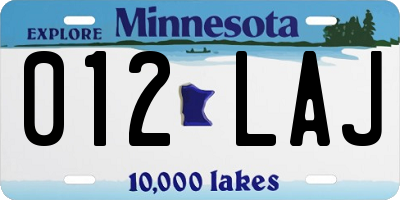 MN license plate 012LAJ