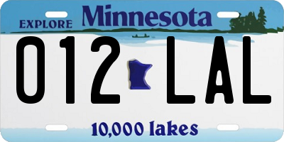 MN license plate 012LAL