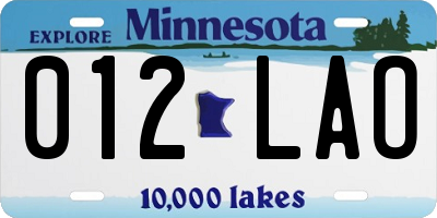 MN license plate 012LAO