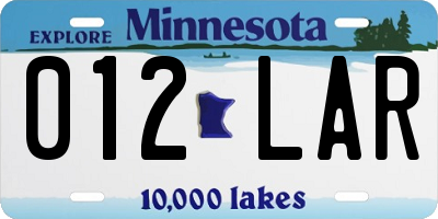 MN license plate 012LAR