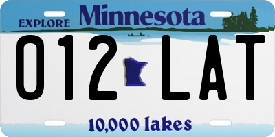 MN license plate 012LAT
