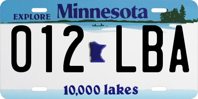 MN license plate 012LBA