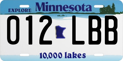 MN license plate 012LBB
