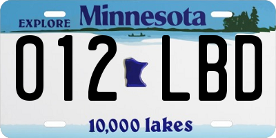 MN license plate 012LBD
