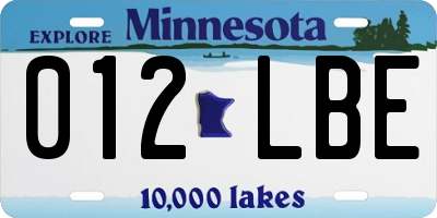 MN license plate 012LBE