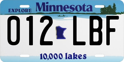 MN license plate 012LBF